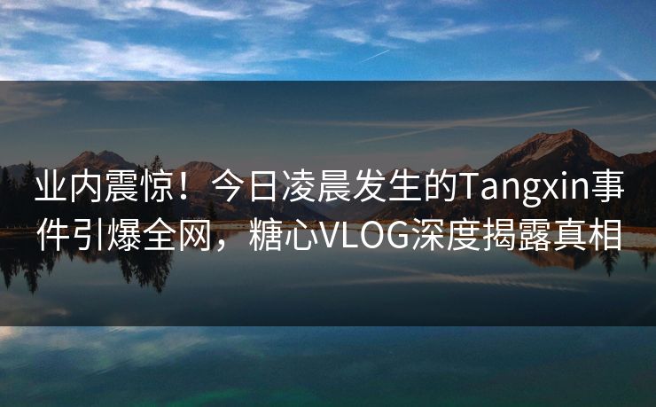业内震惊！今日凌晨发生的Tangxin事件引爆全网，糖心VLOG深度揭露真相