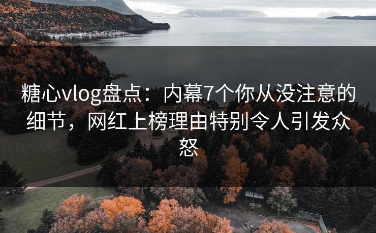 糖心vlog盘点：内幕7个你从没注意的细节，网红上榜理由特别令人引发众怒