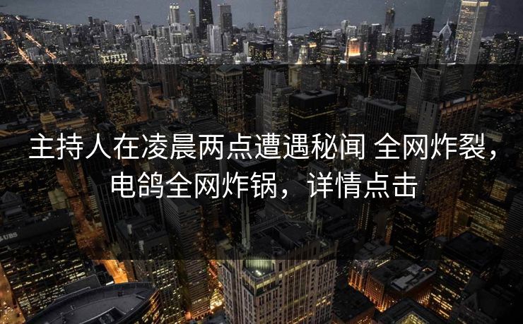 主持人在凌晨两点遭遇秘闻 全网炸裂，电鸽全网炸锅，详情点击