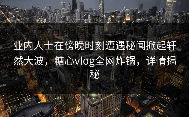 业内人士在傍晚时刻遭遇秘闻掀起轩然大波，糖心vlog全网炸锅，详情揭秘