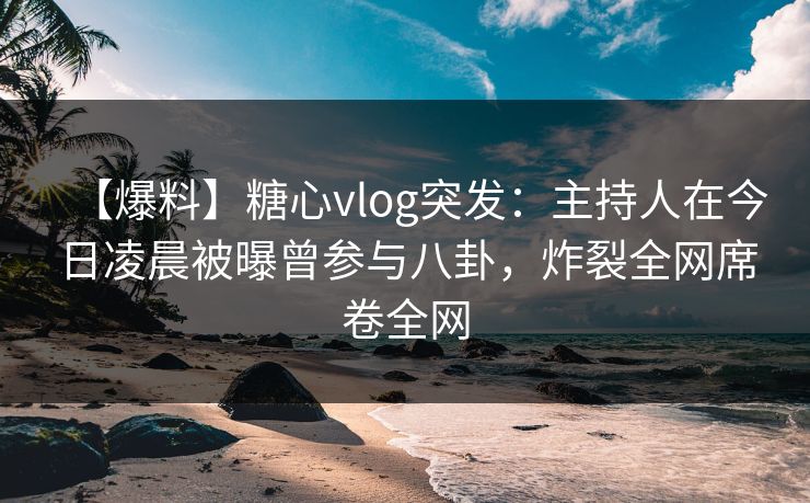 【爆料】糖心vlog突发：主持人在今日凌晨被曝曾参与八卦，炸裂全网席卷全网