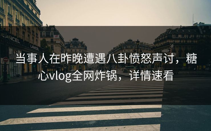 当事人在昨晚遭遇八卦愤怒声讨，糖心vlog全网炸锅，详情速看