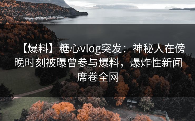 【爆料】糖心vlog突发：神秘人在傍晚时刻被曝曾参与爆料，爆炸性新闻席卷全网