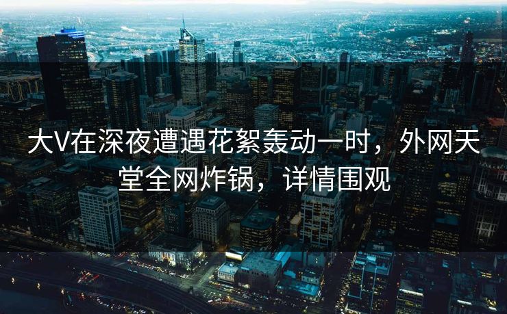 大V在深夜遭遇花絮轰动一时，外网天堂全网炸锅，详情围观