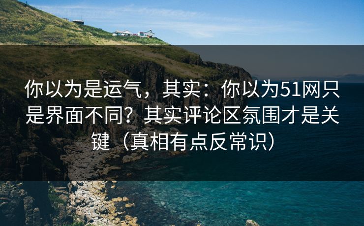 你以为是运气,其实:你以为51网只是界面不同?其实评论区氛围才是关键(真相有点反常识)